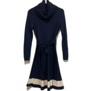 Vineyard Vines Merino wool cowl neck sweater dress with White Trim size xs